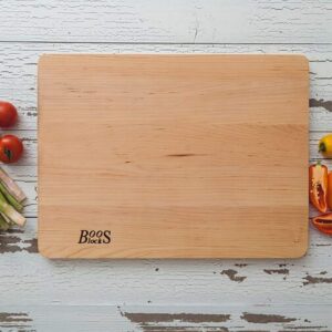 John Boos Reversible 18 Inch Wide Versatile Food Carving Block Cutting Board Kitchen Accessory, 13 x 18 x 0.75 Inches, Maple Wood