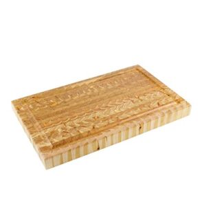 larch wood canada end grain carver's cutting board, handcrafted for professional chefs & home cooking, 24" x 15" x 2" plus larch wood beeswax and mineral oil conditioner (1.6 oz/ 45g)