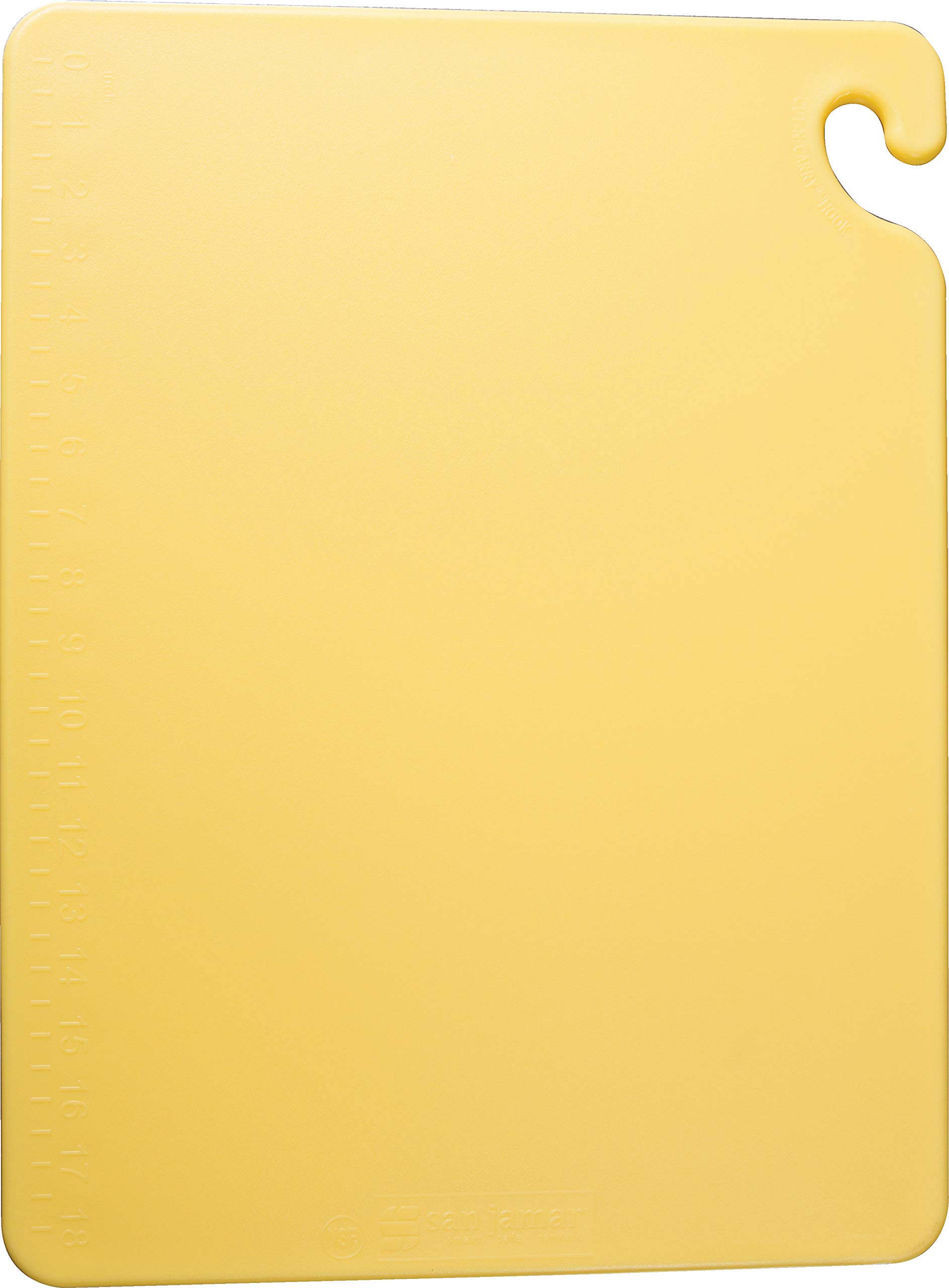 San Jamar CB121812YL CB121812 Cut-N-Carry Co-Polymer Cutting Board, 18" Length x 12" Width x 1/2" Thick, Yellow