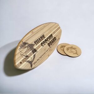 Shark Coochie Surfer Board Laser Engraved and 2 Coasters