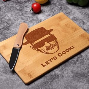 Dads Birthday Gifts - Engraved Bamboo Cutting Boards for Kitchen, Gifts for Fathers Day, Wedding Gifts from Kids, Let's Cook Chopping Board for Dad