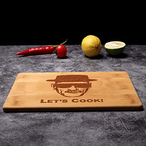 Dads Birthday Gifts - Engraved Bamboo Cutting Boards for Kitchen, Gifts for Fathers Day, Wedding Gifts from Kids, Let's Cook Chopping Board for Dad