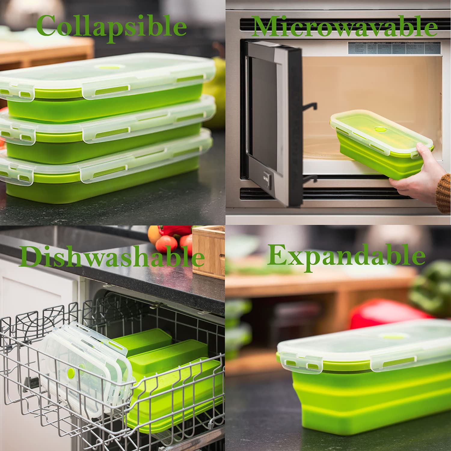 Over The Sink Bamboo Cutting Board with Collapsible Containers With Seal Tight Lids