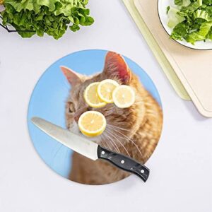 Orange Cat Tempered Glass Cutting Board Heat Resistant For Bread Meat Fruit 7.9 in