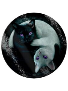 spiral - yin yang cats - glass chopping board (circular) - l