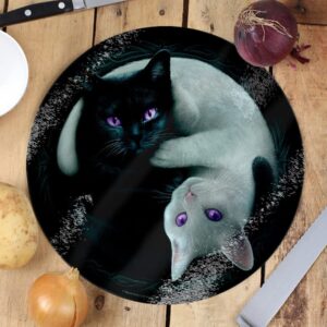 Spiral - Yin Yang Cats - Glass Chopping Board (Circular) - L
