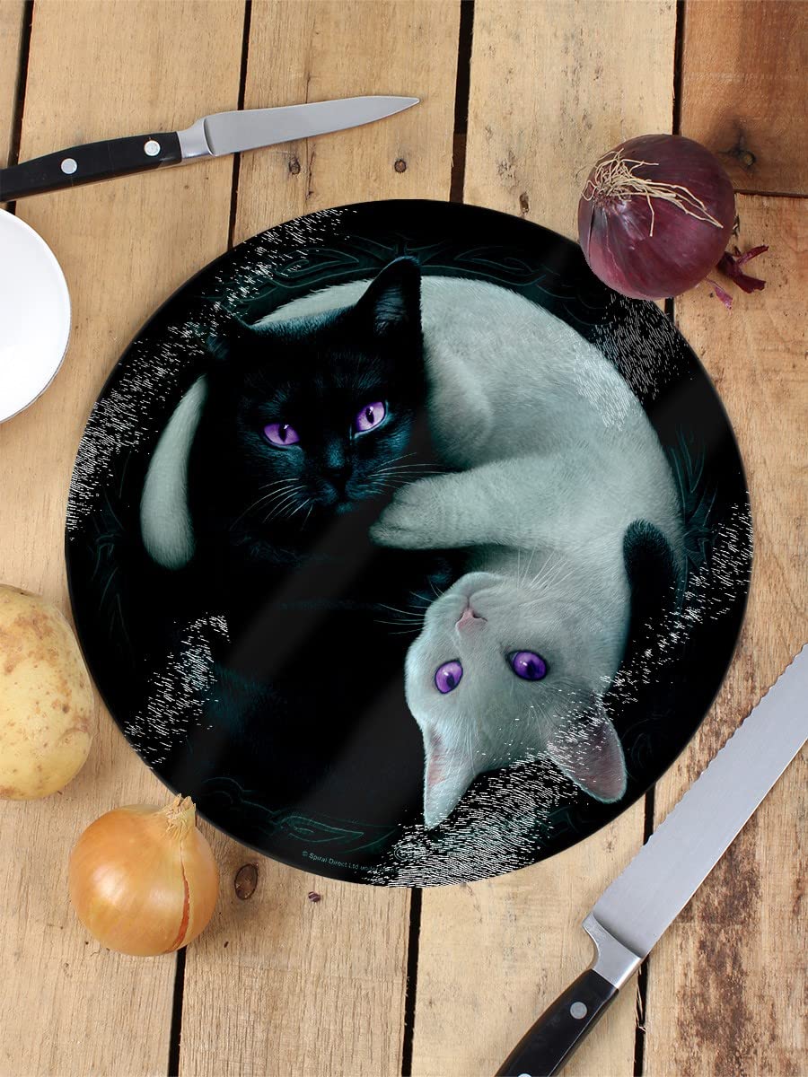 Spiral - Yin Yang Cats - Glass Chopping Board (Circular) - L