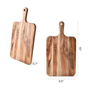 16" x 8.6” Acacia Wood Cutting Board - Wooden Kitchen Cutting Boards for Meat, Cheese, Bread,Vegetables &Fruits, Wooden Spoons for Cooking 4-Piece Beech Wood Utensil Set