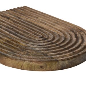 Main + Mesa Carved Arch Mango Wood Serving Board, Natural Medium