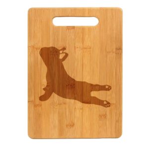 bamboo wood cutting board french bulldog yoga