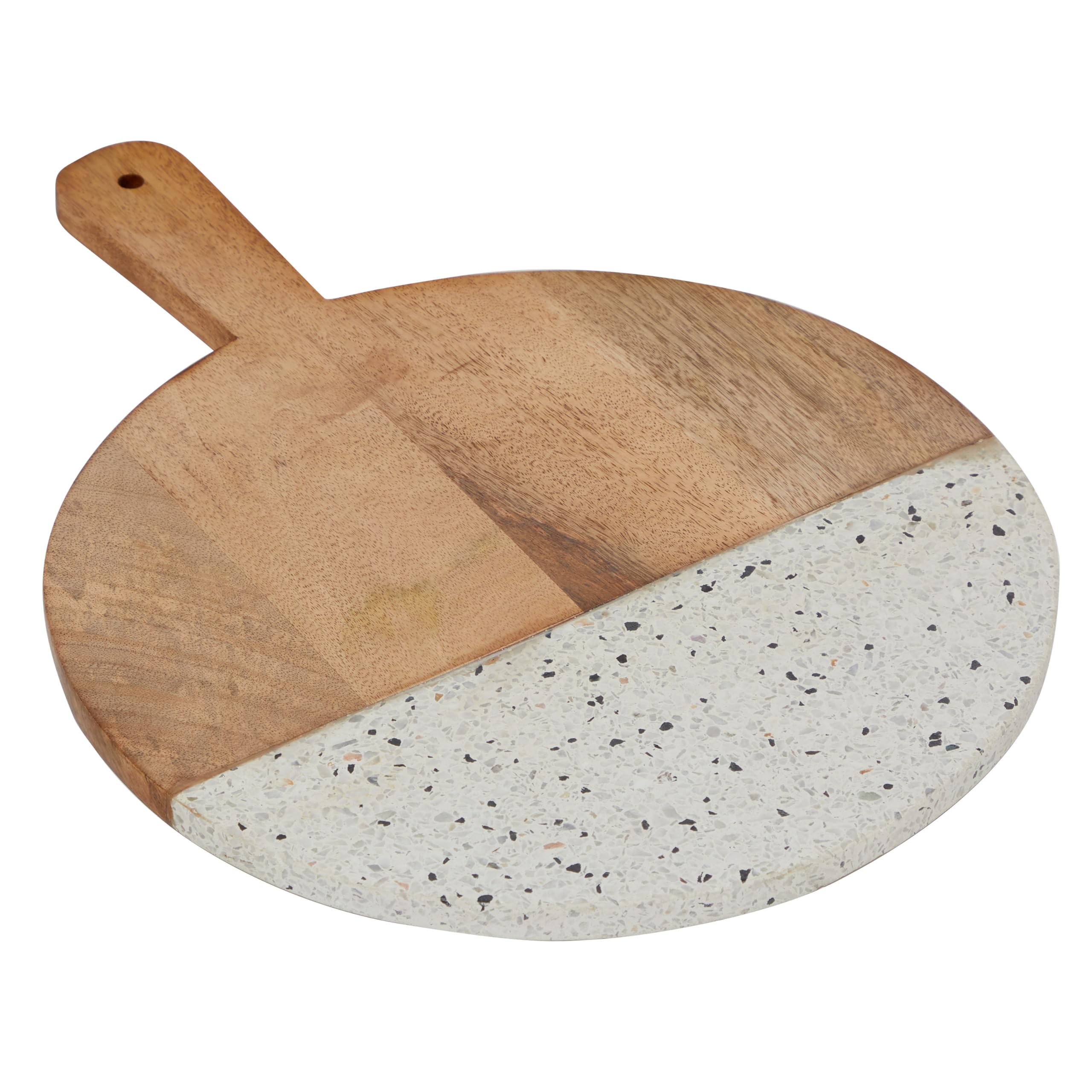 The Novogratz Mango Wood Cutting Board with Terrazzo Details, 14" x 17" x 1", Brown