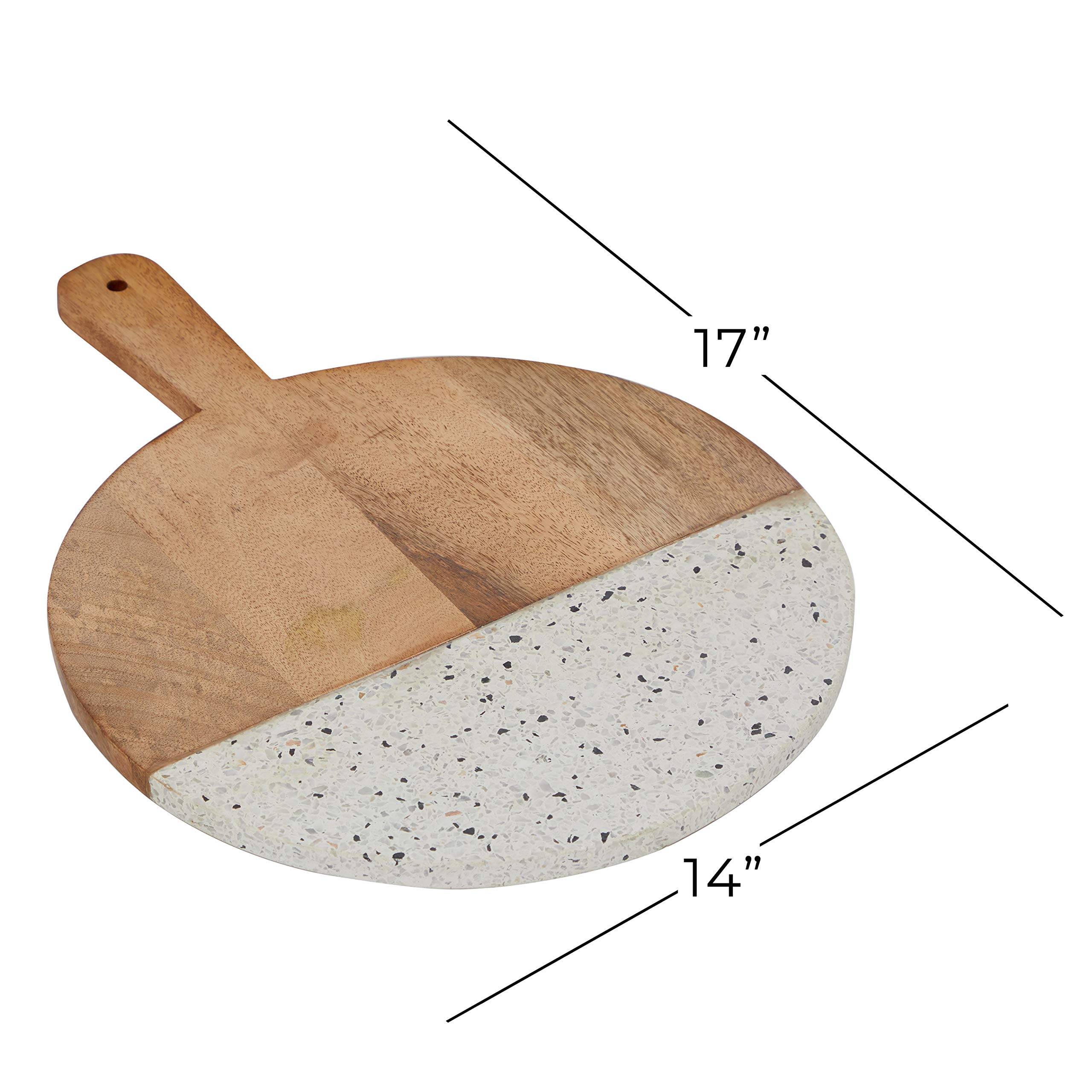 The Novogratz Mango Wood Cutting Board with Terrazzo Details, 14" x 17" x 1", Brown