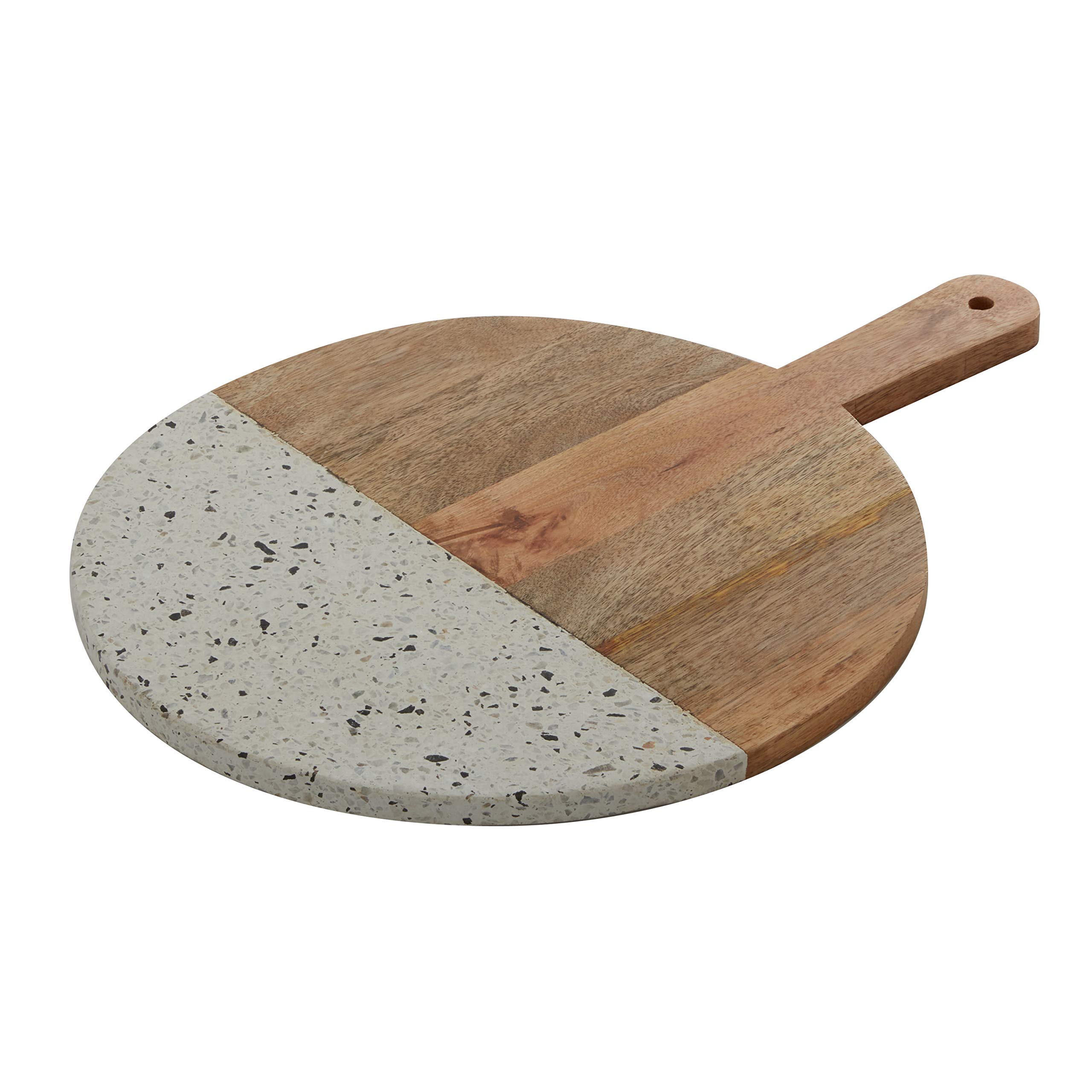 The Novogratz Mango Wood Cutting Board with Terrazzo Details, 14" x 17" x 1", Brown