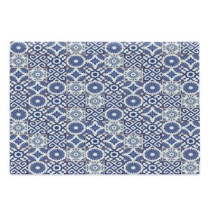 ambesonne moroccan cutting board, old ottoman style inspired mix of moroccan tiles in modern shades artwork print, decorative tempered glass cutting and serving board, large size, grey blue