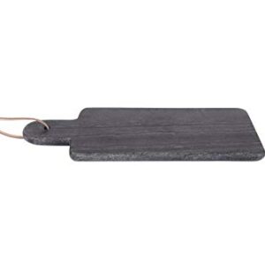 Rectangular Black Marble Cutting Board with Leather Strap