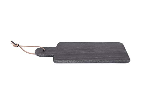 Rectangular Black Marble Cutting Board with Leather Strap