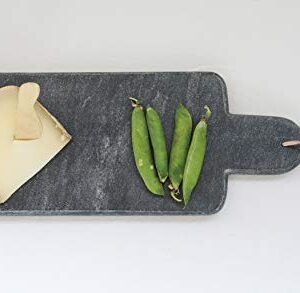 Rectangular Black Marble Cutting Board with Leather Strap