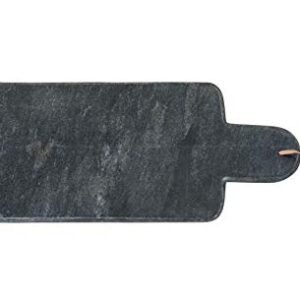 Rectangular Black Marble Cutting Board with Leather Strap