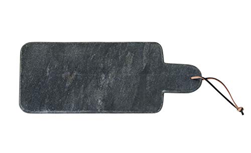 Rectangular Black Marble Cutting Board with Leather Strap