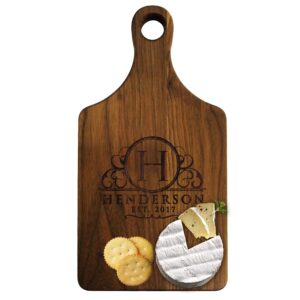 personalized cheese maple walnut cutting or serving board - custom monogrammed (walnut)