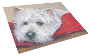 caroline's treasures ppp3284lcb westie red pillow glass cutting board large decorative tempered glass kitchen cutting and serving board large size chopping board
