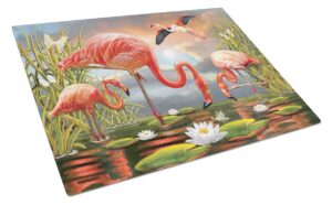 caroline's treasures prs4054lcb flamingos glass cutting board large decorative tempered glass kitchen cutting and serving board large size chopping board