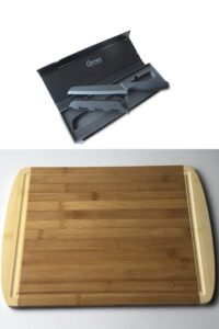 cutting board set: advanced ceramic serrated bread knife and natural bamboo cutting board - the perfect combination
