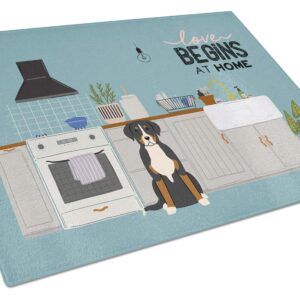 Caroline's Treasures CK7741LCB Greater Swiss Mountain Dog Kitchen Scene Glass Cutting Board Large Decorative Tempered Glass Kitchen Cutting and Serving Board Large Size Chopping Board