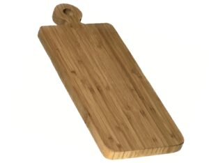 simply bamboo natural brown organic edge-grain bamboo wood paddle server/cutting board, 16”x6”x.750”