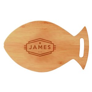 animal shape personalized bamboo cutting board - cadet (fish)