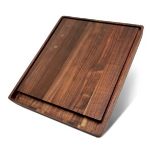 large cutting board made of walnut - wooden chopping block board - meat butcher block cutting board - deep juice groove - perfect chopping board for kitchen bbq charcuterie