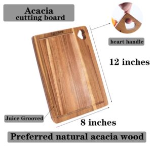 Funny Heart Style Acacia Wood Cutting Board for Kitchen Bread Board Cheese Platter Charcuterie Board Meat Cheese and Vegetables 12 x 8 Inch