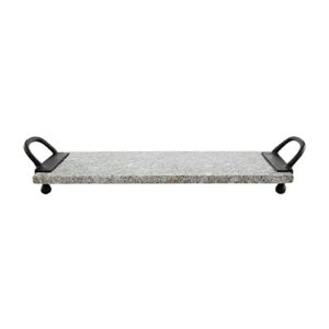mud pie granite board with iron handles, gray, 8" x 24"