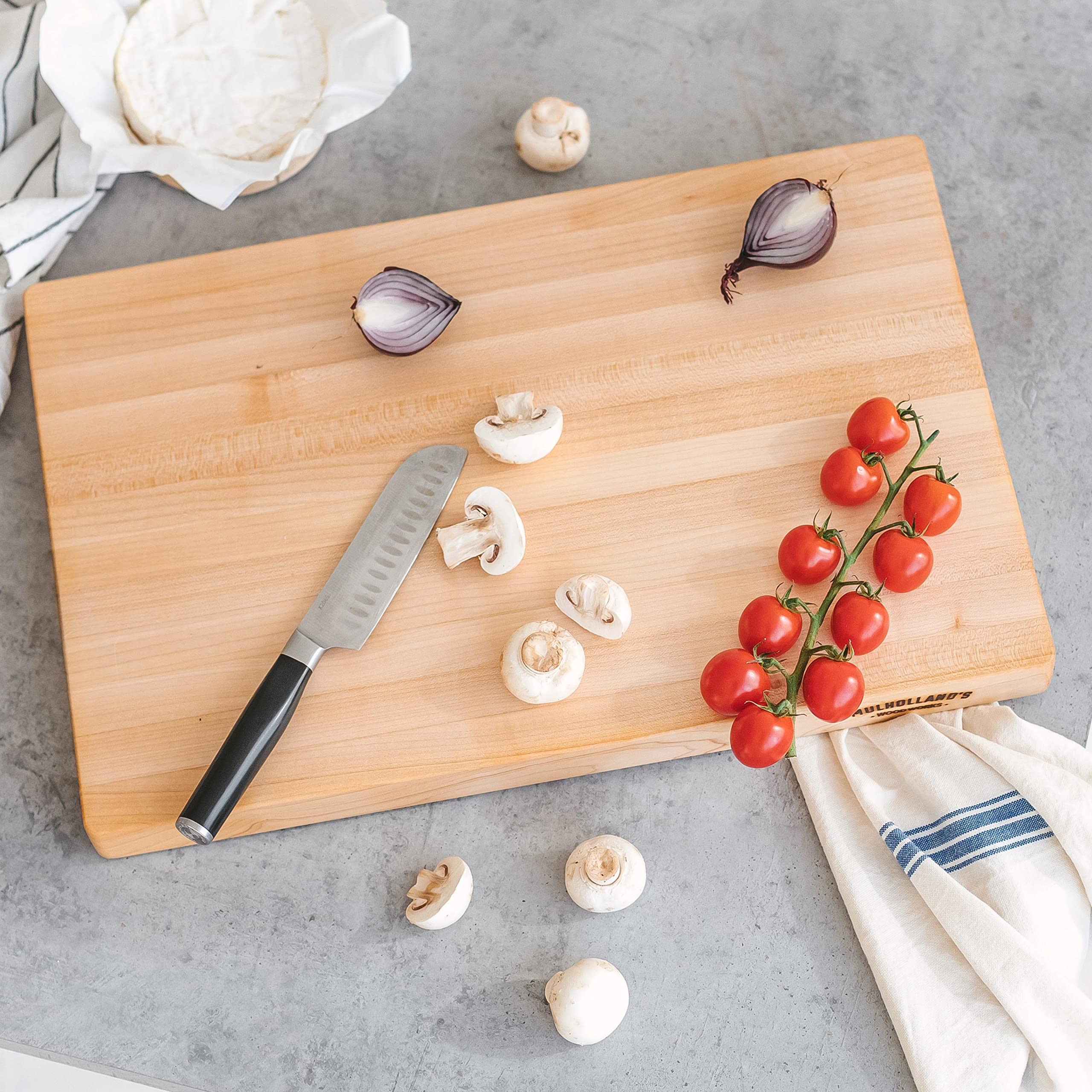 Large Maple Wood Cutting Board - Hardwood Chopping Block 1.4 Inches Thick - Stable and Reversible - Coated with Eco Oil & Wax