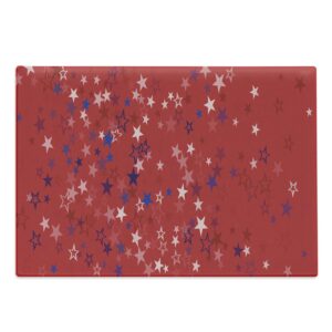 ambesonne 4th of july cutting board, repetitive design colorful patriotic star shapes celebration image, decorative tempered glass cutting and serving board, large size, dark pink multicolor