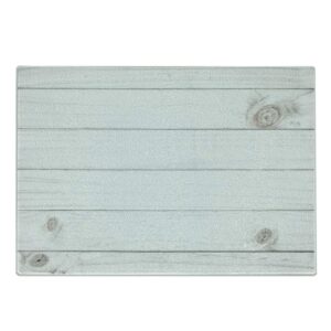 ambesonne grey and white cutting board, wooden planks horizontal lines rustic timber soft tone oak background house image, decorative tempered glass cutting and serving board, small size, white