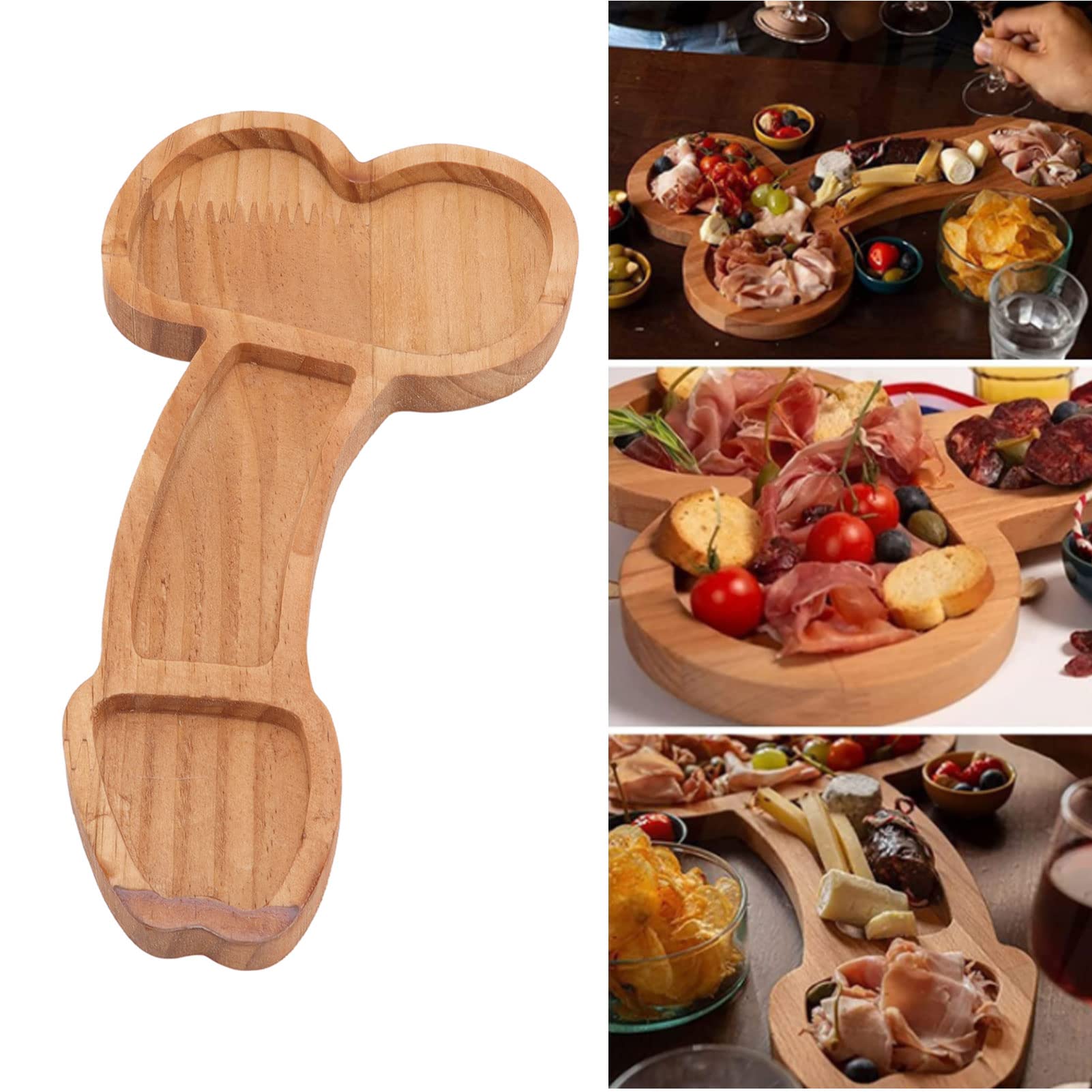 Aperitif Board, Composite Wood Trumpet Shape Cooked Food Platter Cheese Board Bread Tray for Housewarming Gift (Left)