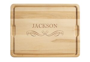 personalization universe classic kitchen personalized hardwood cutting board, with juice well and grip handles, ideal for charcuterie boards and wedding or housewarming gifts - 15" x 21"