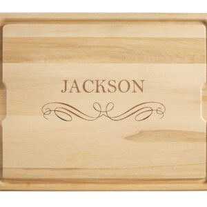 Personalization Universe Classic Kitchen Personalized Hardwood Cutting Board, with Juice Well and Grip Handles, Ideal for Charcuterie Boards and Wedding or Housewarming Gifts - 15" X 21"