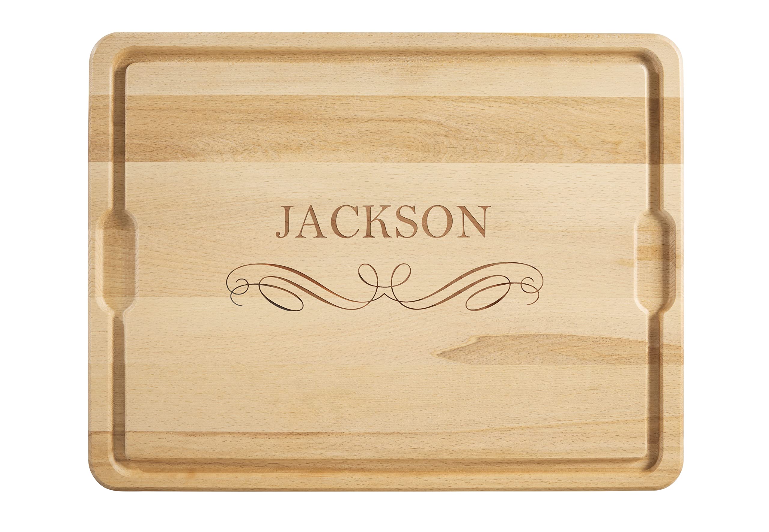 Personalization Universe Classic Kitchen Personalized Hardwood Cutting Board, with Juice Well and Grip Handles, Ideal for Charcuterie Boards and Wedding or Housewarming Gifts - 15" X 21"