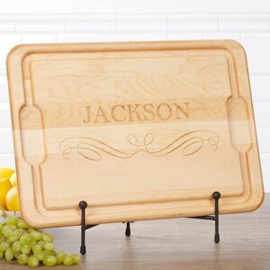 Personalization Universe Classic Kitchen Personalized Hardwood Cutting Board, with Juice Well and Grip Handles, Ideal for Charcuterie Boards and Wedding or Housewarming Gifts - 15" X 21"