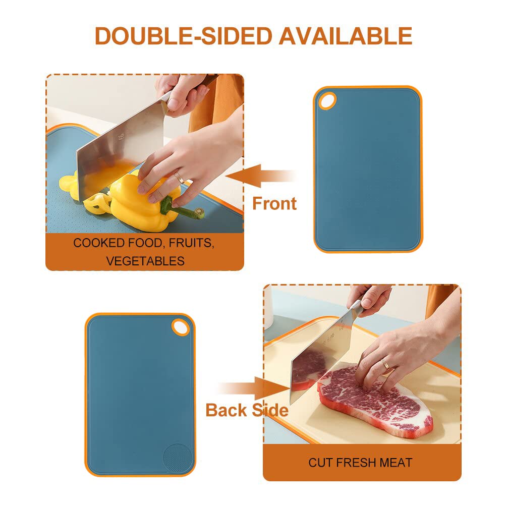 Bonjin Cutting Board for Kitchen(Set of 3), Wheat straw PP material Chopping Boards-BPA Free Mats, Dishwasher Safe, Juice Grooves Non-Slip Design