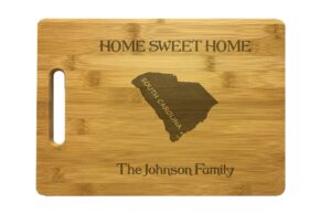 personalized south carolina cutting board home sweet home custom text engraved bamboo housewarming gifts