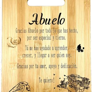 Regalo para Abuelo: tabla de cortar de bambú grabada (22 x 30 cm) Gift for Grandpa-Engraved bamboo cutting board 9"x12"