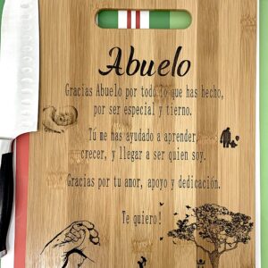 Regalo para Abuelo: tabla de cortar de bambú grabada (22 x 30 cm) Gift for Grandpa-Engraved bamboo cutting board 9"x12"