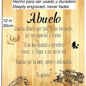 Regalo para Abuelo: tabla de cortar de bambú grabada (22 x 30 cm) Gift for Grandpa-Engraved bamboo cutting board 9"x12"