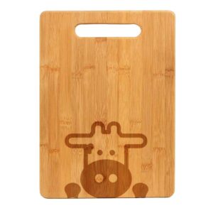 bamboo wood cutting board peeking cow
