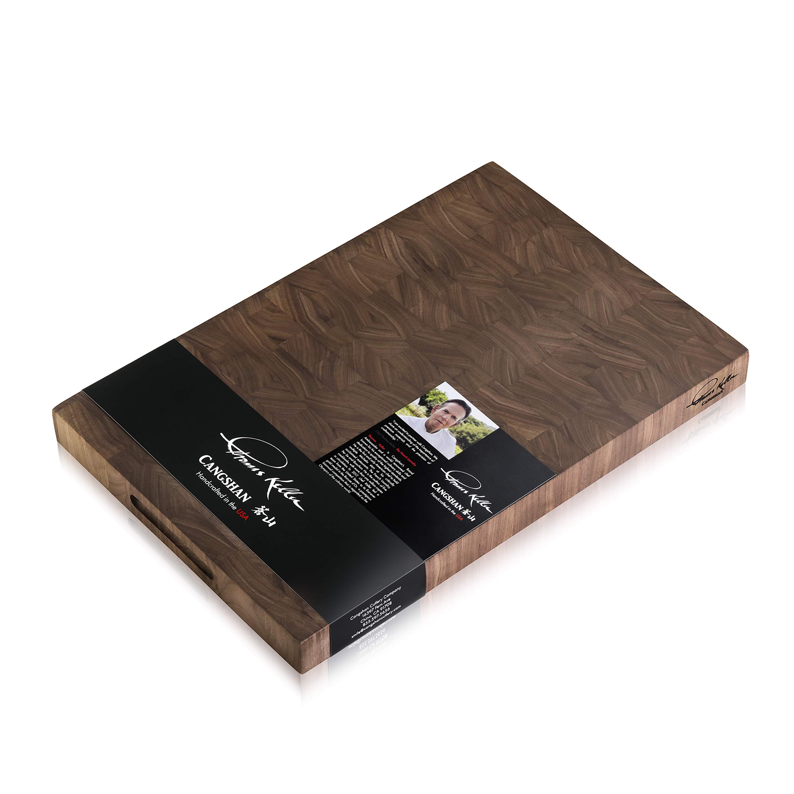 Cangshan | Thomas Keller Signature Collection Walnut End-Grain Cutting Board,12 x 18 x 1.5", Crafted in USA