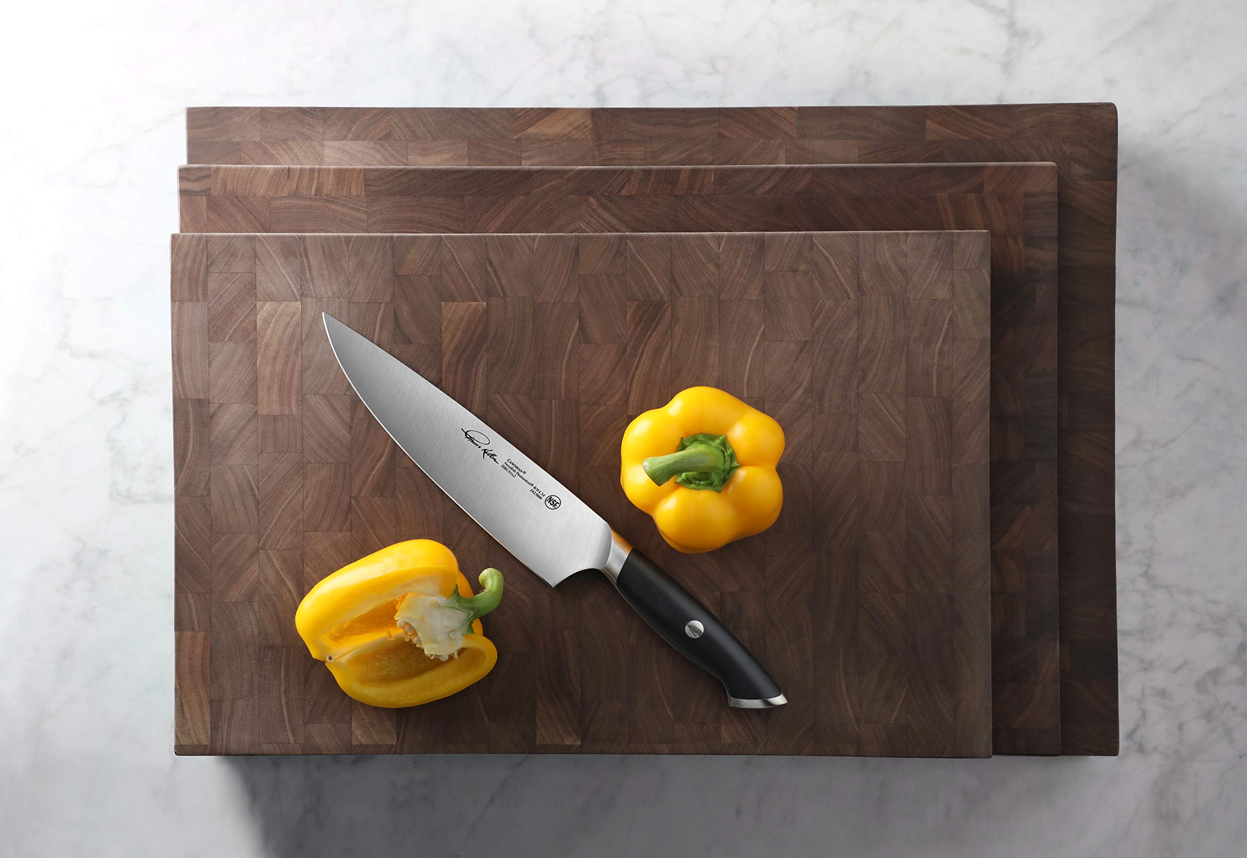 Cangshan | Thomas Keller Signature Collection Walnut End-Grain Cutting Board,12 x 18 x 1.5", Crafted in USA