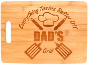laser engraved cutting board everything tastes better off dad's grill gifts for dad grilling gifts dad birthday gift dad grill accessories big rectangle bamboo cutting board